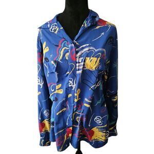 Vintage l.b. diffusion Women multi-print abstract blouse Size Large